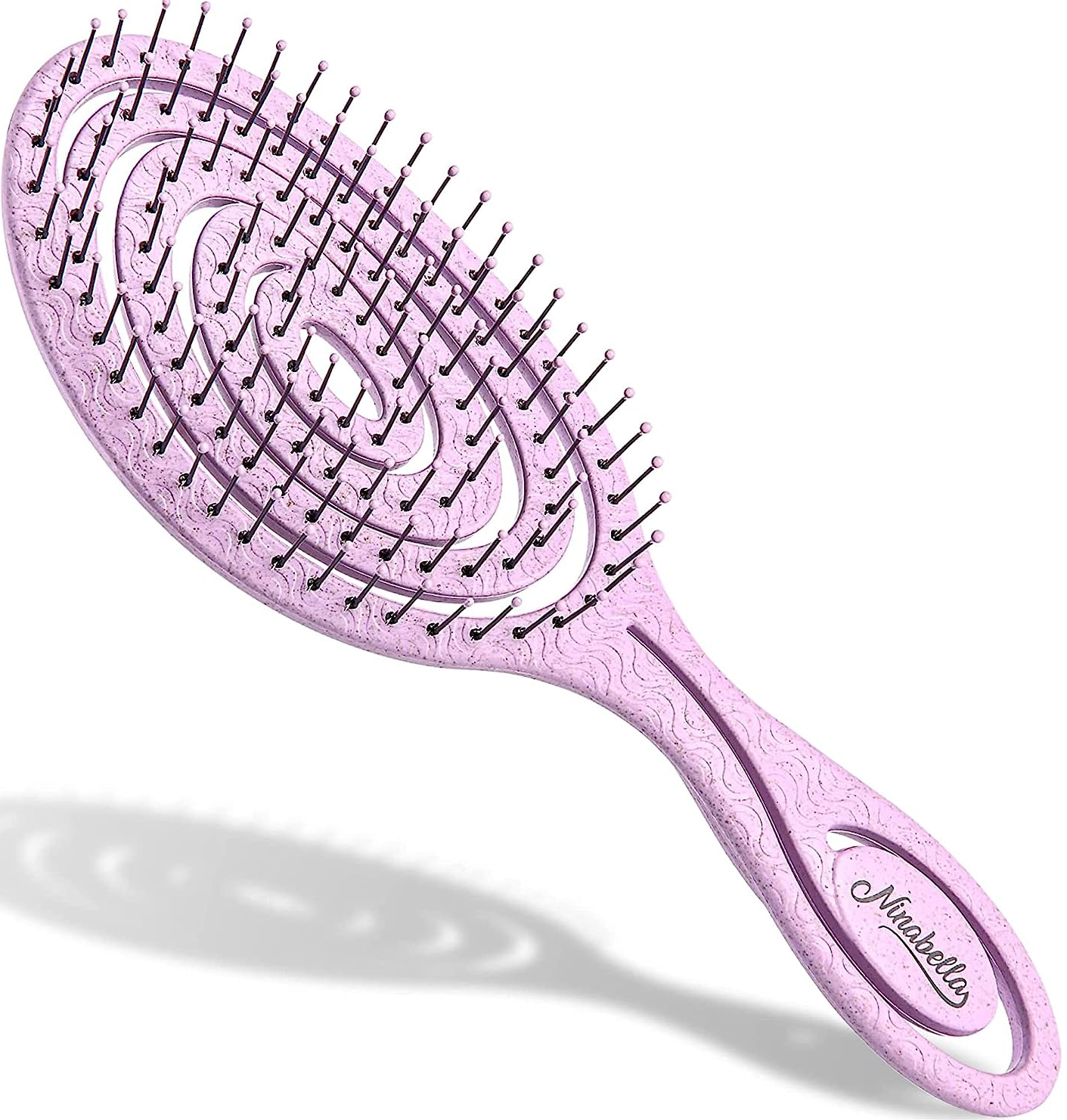 Ninabella Βιολογική Επαγγελματική Σπιράλ Βούρτσα Μαλλιών από Βιοπλαστικό για Ξεμπέρδεμα και Μασάζ - Pink