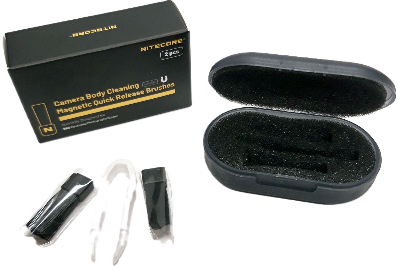 Nitecore NIA002 Camera Body Cleaning Magnetic Quick Release Brushes - Σετ με 2 Βουρτσάκια για Καθαρισμό Συσκευών / Σώματος Φωτογραφικών Μηχανών - Black