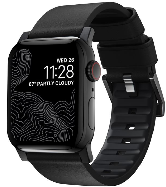Nomad Active Band Pro - Αδιάβροχο Δερμάτινο Λουράκι με Σιλικόνη - Apple Watch Ultra/SE/11/10/9/8/7/6/5/4 (49/46/45/44mm) - Black