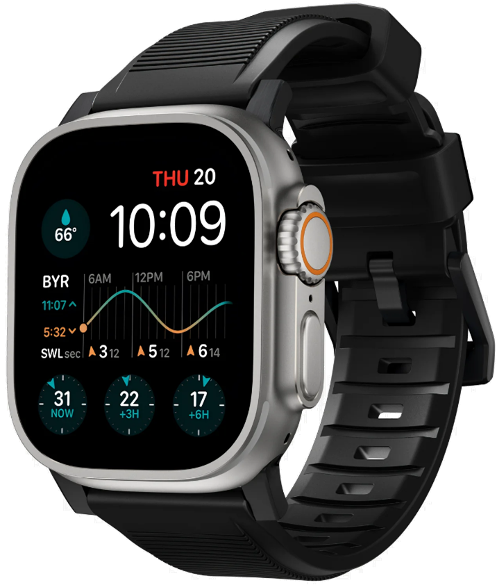 Nomad Ανθεκτικό Λουράκι Σιλικόνης Rugged Strap - Apple Watch Ultra/SE/11/10/9/8/7/6/5/4 (49/46/45/44mm) - Black