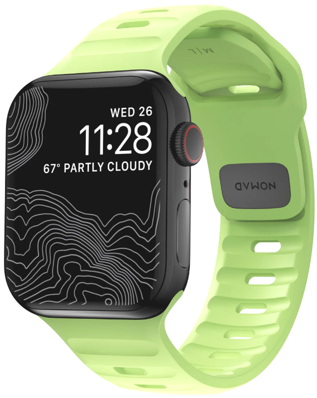 Nomad Sport Band Glow in the Dark - Αδιάβροχο Φωσφορίζον Λουράκι Σιλικόνης - Apple Watch SE/11/10/9/8/7/6/5/4 (42/41/40mm) - Glow 2.0
