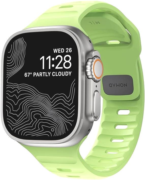 Nomad Sport Band Glow in the Dark - Αδιάβροχο Φωσφορίζον Λουράκι Σιλικόνης - Apple Watch Ultra/SE/11/10/9/8/7/6/5/4 (49/46/45/44mm) - Glow 2.0