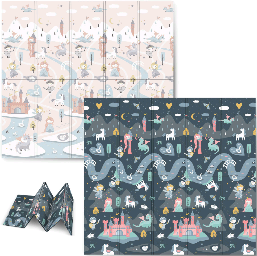 Nukido Baby Play Mat NK-340 - Αντιολισθητικό Αναδιπλούμενο Παιδικό / Βρεφικό Χαλάκι Δύο Όψεων για Δραστηριότητες / Παιχνίδι από Αφρό XPE - 200 x 180 x 1cm - Kingdom