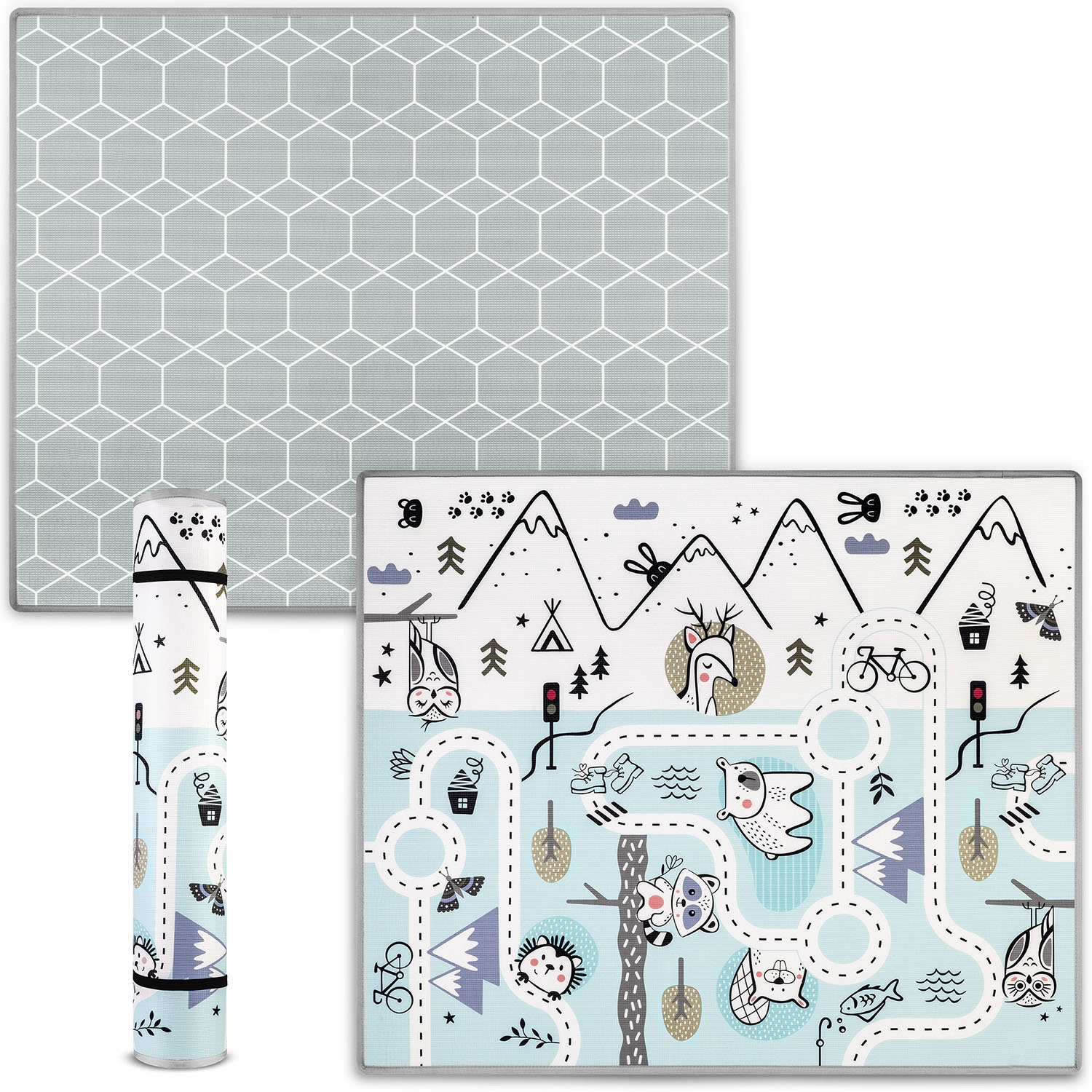 Nukido Baby Play Mat NK-342 - Αντιολισθητικό Αναδιπλούμενο Παιδικό / Βρεφικό Χαλάκι Δύο Όψεων για Δραστηριότητες / Παιχνίδι από Αφρό XPE - 150 x 180 x 1.5cm - Light Blue