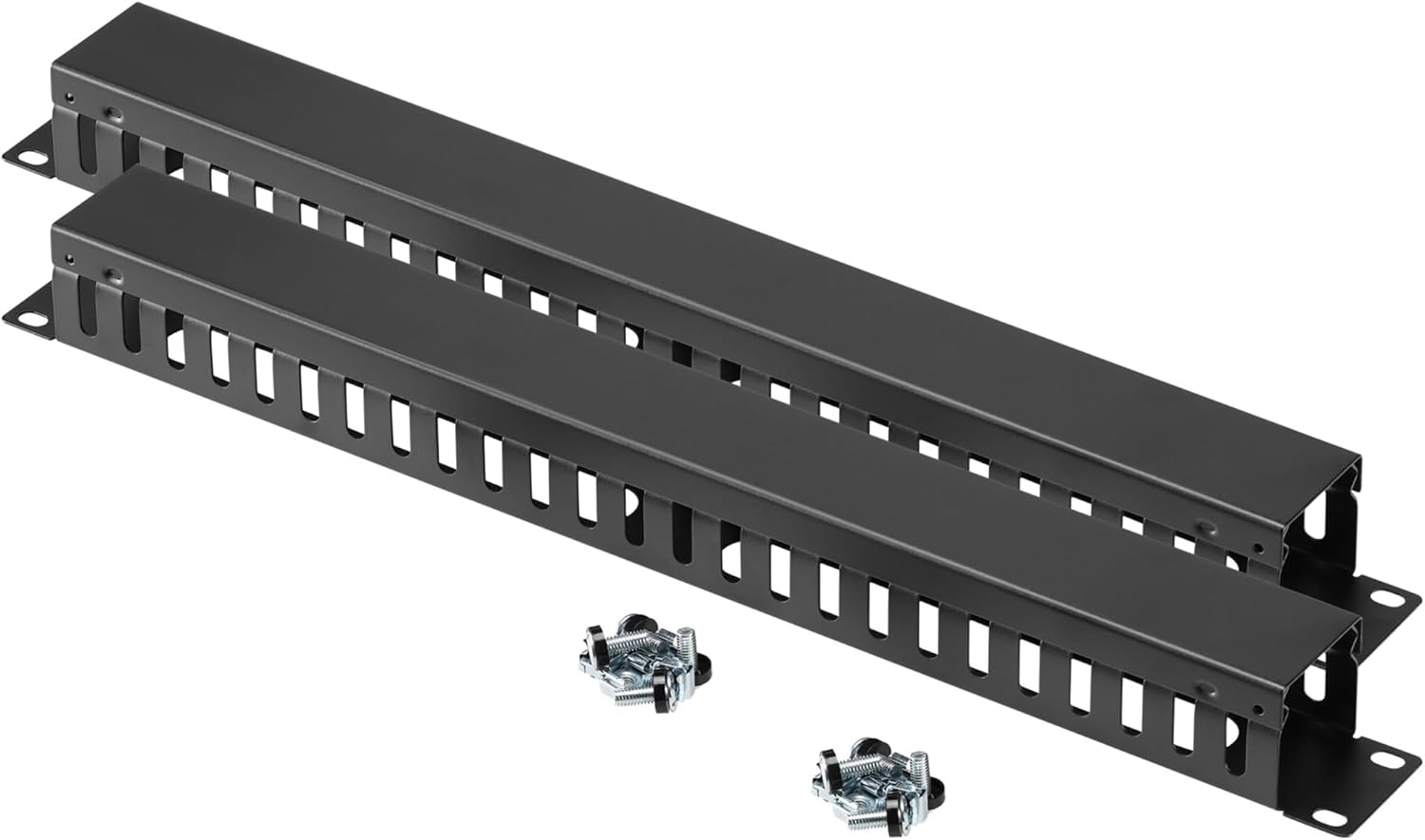 Οδηγός Οργάνωσης Καλωδίων KW Mount Cable Management 1U Οριζόντιος 24 Θέσεων με Κάλυμμα 2 Τεμάχια - Black