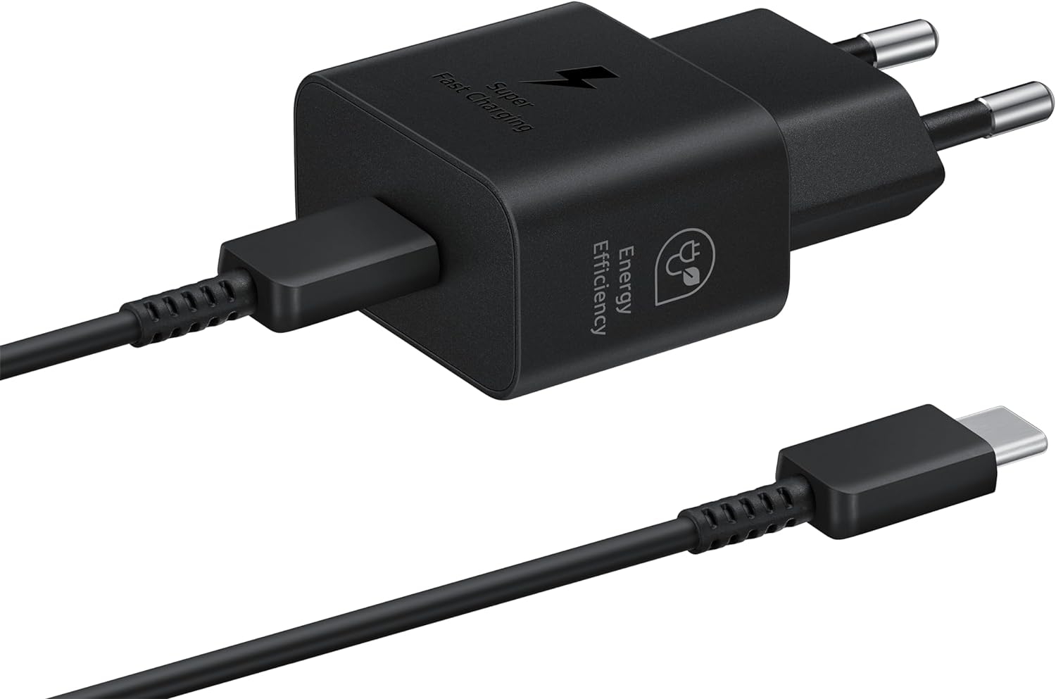Official Samsung T2510 Fast Travel Charger - Ταχυφορτιστής Ταξιδιού / Αντάπτορας με 1 Θύρα x Type-C & Καλώδιο Φόρτισης Type-C σε Type-C - 100cm - 25W - Black (EP-T2510XBEGEU)