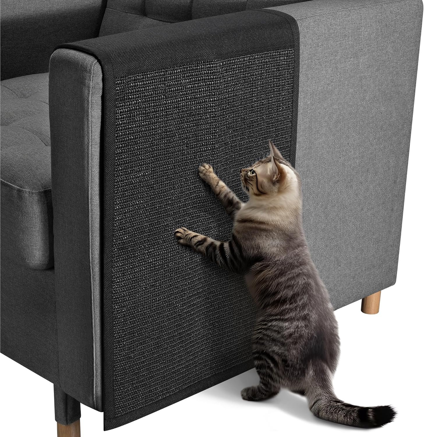 Ονυχοδρόμιο Navaris Cat Scratch Mat Sofa Shield Προστατευτικό Καναπέ από Γρατζουνιές Γάτας 130 x 45 cm Black