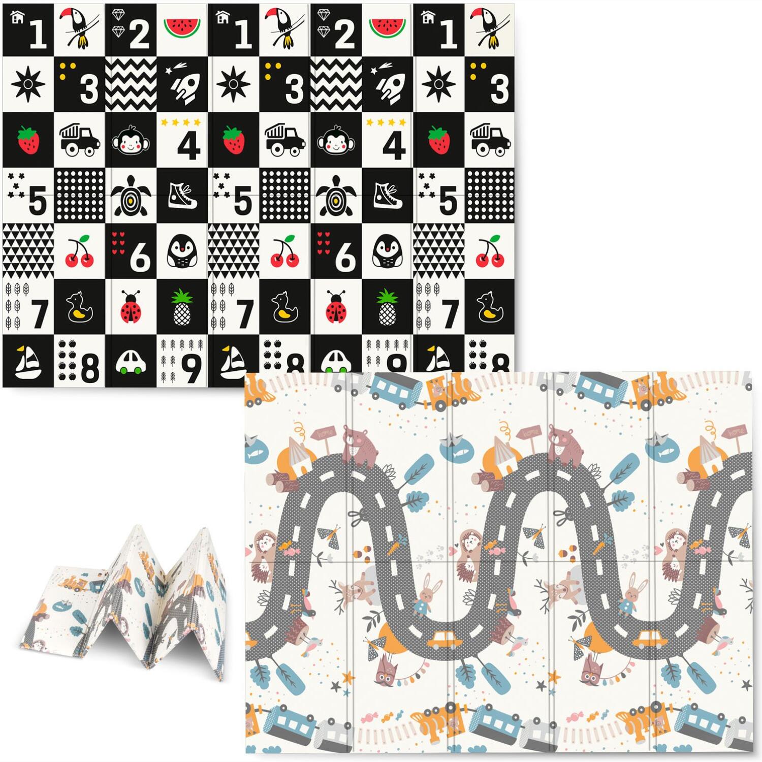 Παιδικό / Βρεφικό Χαλάκι Nukido Baby Play Mat NK-341 Αντιολισθητικό για Δραστηριότητες 200 x 150 x 1cm Trains / Numbers