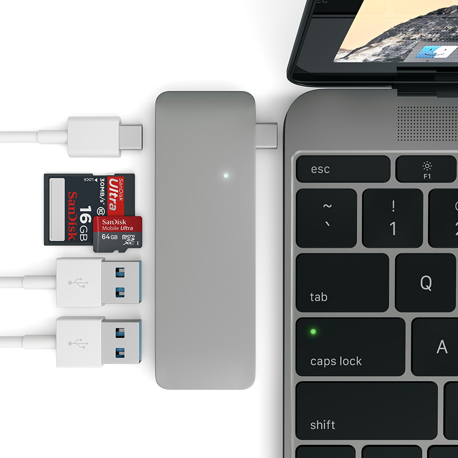 Type-C USB 3.0 3in1 Combo Hub - Silver