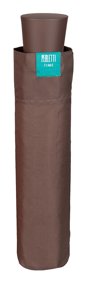 Perletti Time - Mini Αντιανεμική Ομπρέλα με Χειροκίνητο Άνοιγμα 96cm - Brown 