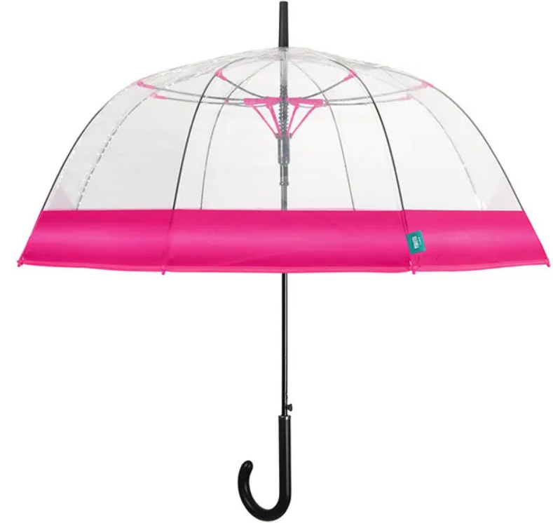 Perletti Time - Διάφανη Γυναικεία Αντιανεμική Ομπρέλα με Αυτόματο Άνοιγμα & Μπαστούνι - 89cm - Fuscsia