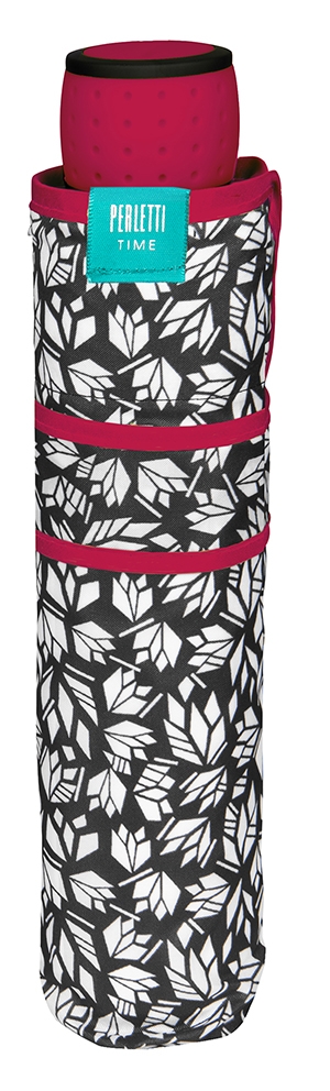 Perletti Time - Mini Γυναικεία Αντιανεμική Ομπρέλα με Χειροκίνητο Άνοιγμα 96cm - Origami Red