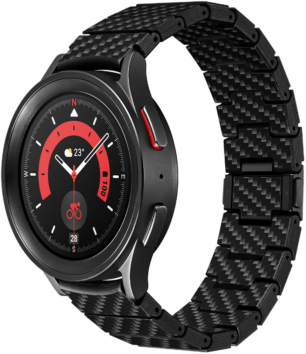 Pitaka Carbon Fiber Watch Band - Λουράκι από Ανθρακονήματα & Ανοξείδωτο Ατσάλι - Samsung Galaxy Watch 6 / 6 Classic / 5 / 5 Pro / Watch 4 / Classic 4 (47/46/45/43/44/42/40mm) - Modern