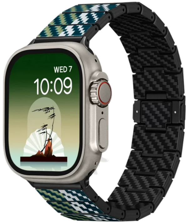 Pitaka Poetry of Things ChromaCarbon Watch Band - Λουράκι από Aramid Fiber / Ανθρακονήματα & Ανοξείδωτο Ατσάλι - Apple Watch Ultra2/Ultra1/SE/10/9/8/7/6/5/4/3 (49/45/44/42/41/40/38mm) - Wind