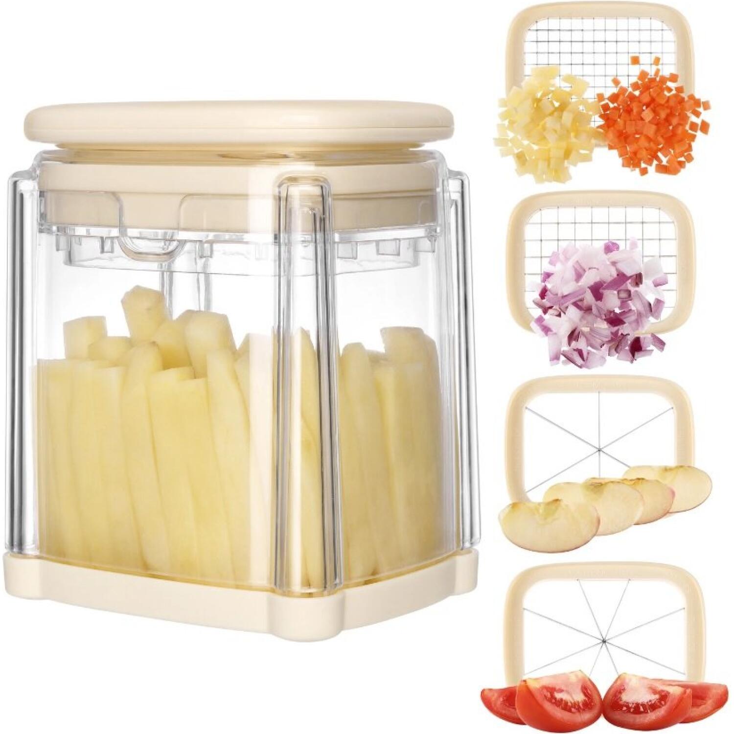 Πολυκόφτης Λαχανικών Navaris Vegetable Cutter Box από Ανοξείδωτο Ατσάλι με 4 Λεπίδες 14 x 11 - Cream (NAV000038DP001C)