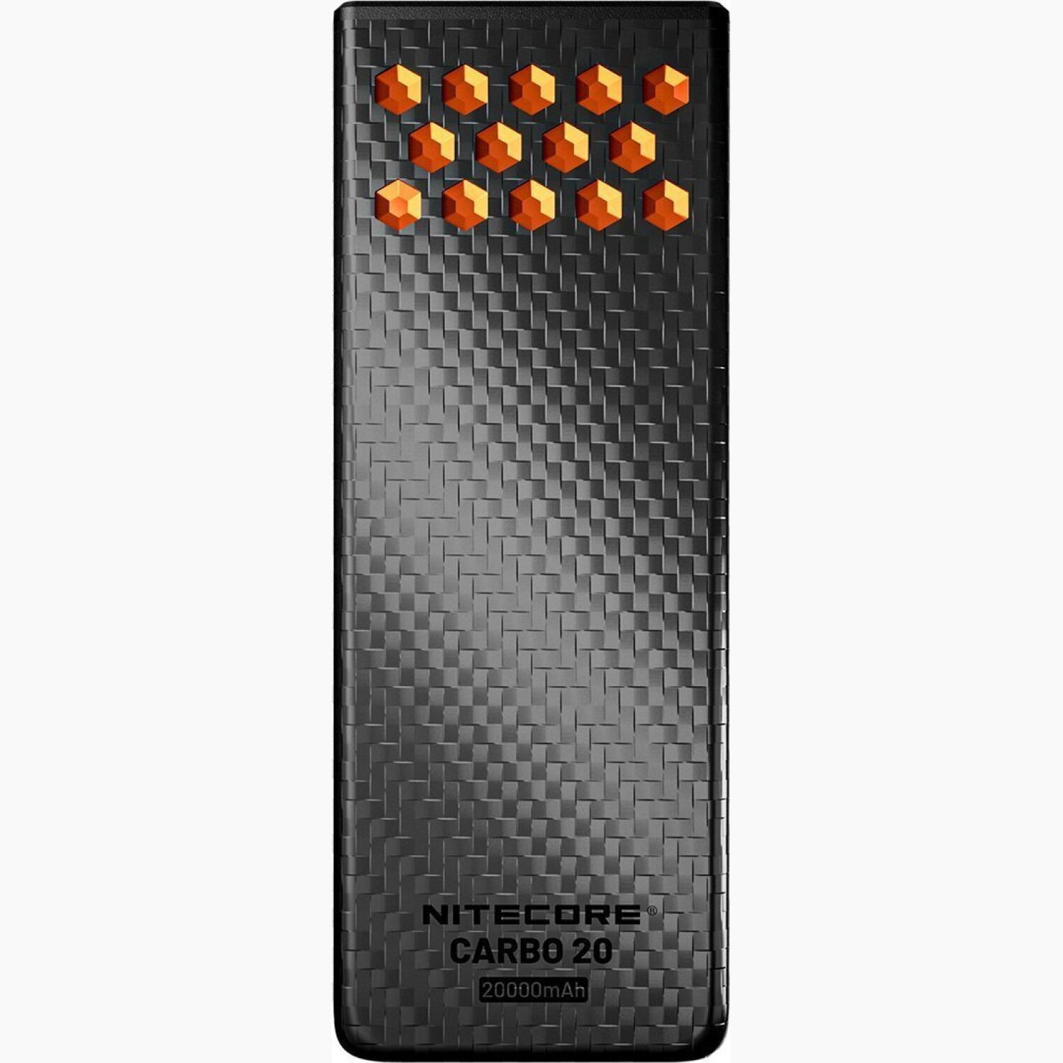 PowerBank Nitecore Carbo 20 Αδιάβροχο IPX8 από Ανθρακονήματα με 2 x Type-C 65W 20.000 mAh Neon Orange