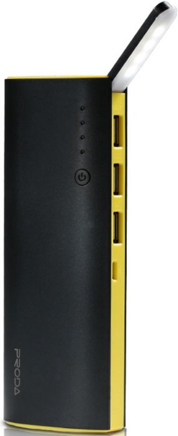PowerBank Remax Proda PPP-11 LED Star Talk Φορητή Μπαταρία Φόρτισης 12.000mAh με Φακό & 3 x USB-A 2.1A Black / Yellow 
