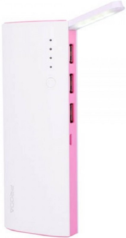 PowerBank Remax Proda PPP-11 LED Star Talk Φορητή Μπαταρία Φόρτισης 12.000mAh με Φακό & 3 x USB-A 2.1A - White / Pink