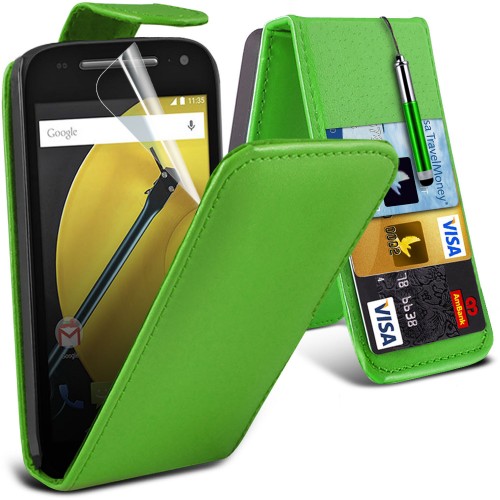 Πράσινη Flip Θήκη Motorola Moto E 2nd Gen
