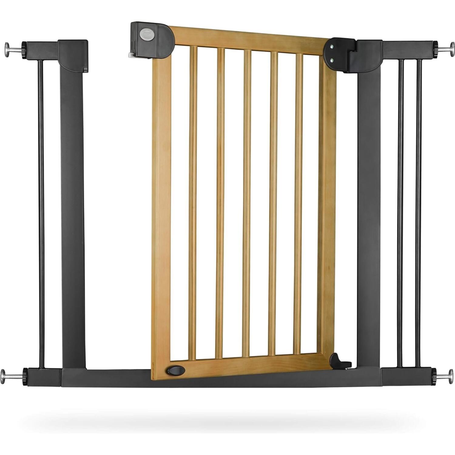 Προστατευτική Πόρτα Ασφαλείας Nukido Safety Gate NK-182 για Μωρά από Μέταλλο & Ξύλο 76 cm έως 104 cm Brown / Black