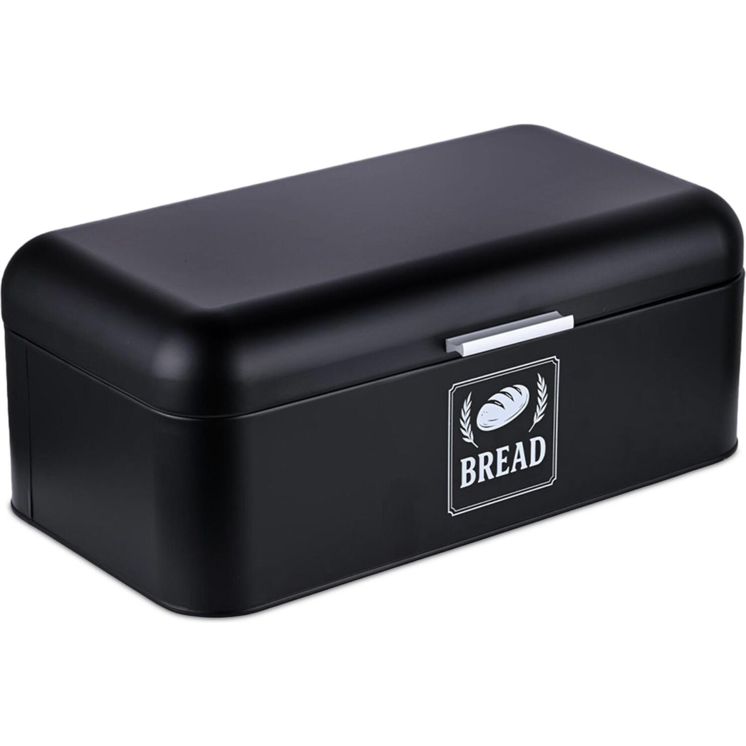 Ψωμιέρα Relaxdays Retro Bread Box with Lid & Handle XL Μεταλλική με Καπάκι 17 x 42 x 24 cm Black