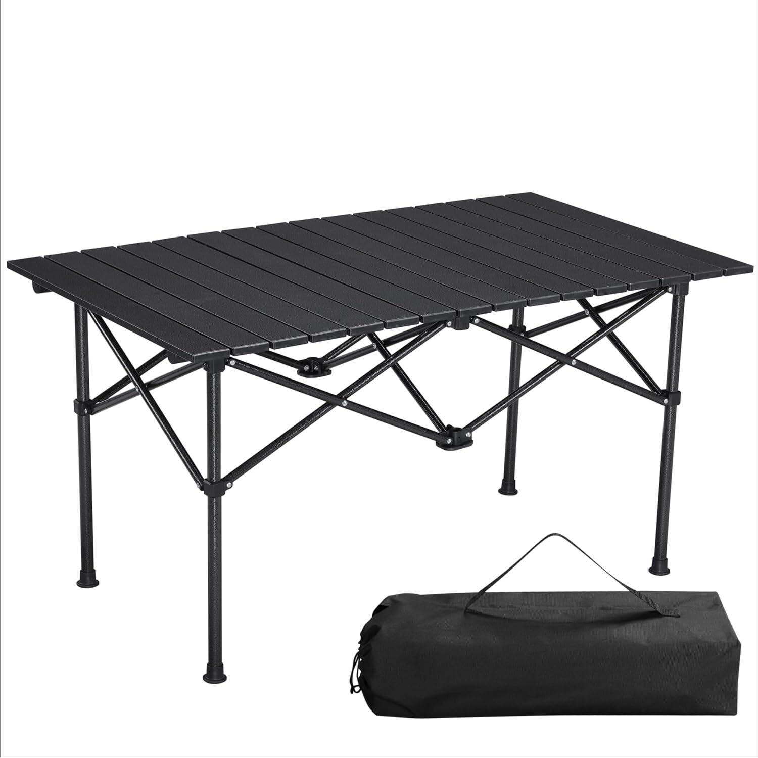 Πτυσσόμενο Τραπέζι Navaris Aluminium Folding Table Φορητό Εξωτερικού Χώρου από Αλουμίνιο με Τσάντα Μεταφοράς 95 x 55cm Black
