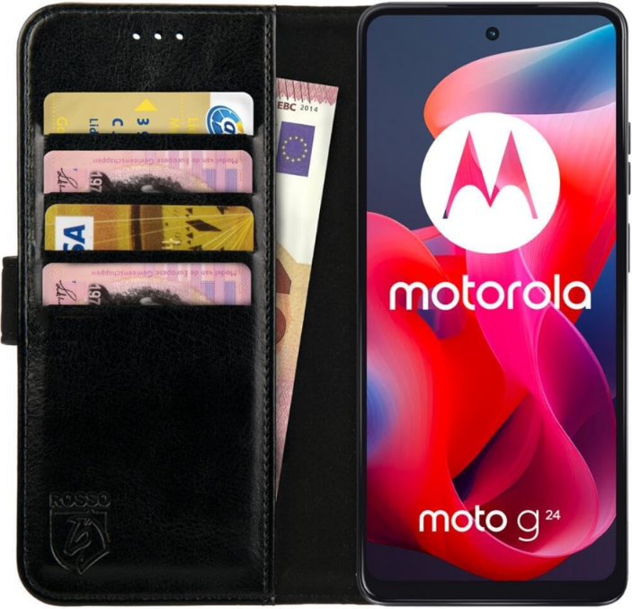 PU Θήκη Πορτοφόλι - Motorola Moto G24 / G24 Power / G04 - Rosso Element - Black 