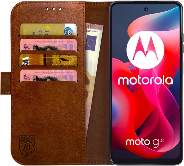 PU Θήκη Πορτοφόλι - Motorola Moto G24 / G24 Power / G04 - Rosso Element - Brown