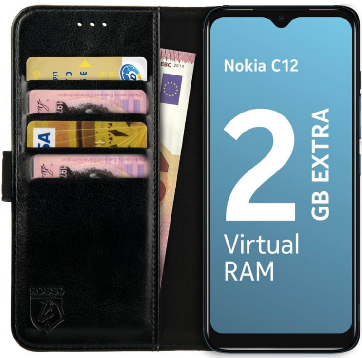 PU Θήκη Πορτοφόλι - Nokia C12 - Rosso Element - Black
