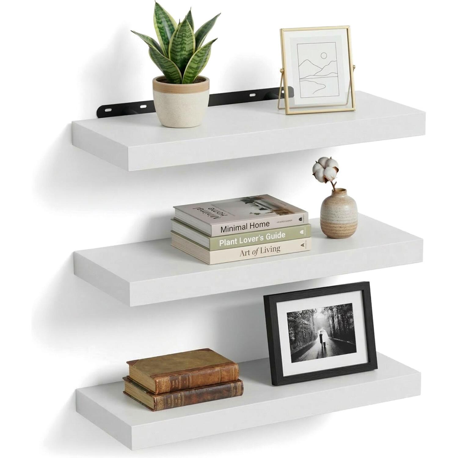 Ράφια Τοίχου Relaxdays 3 x Wall Shelves για Διακοσμητικά / Βιβλία / Μπαχαρικά 3 Τεμάχια 50cm White