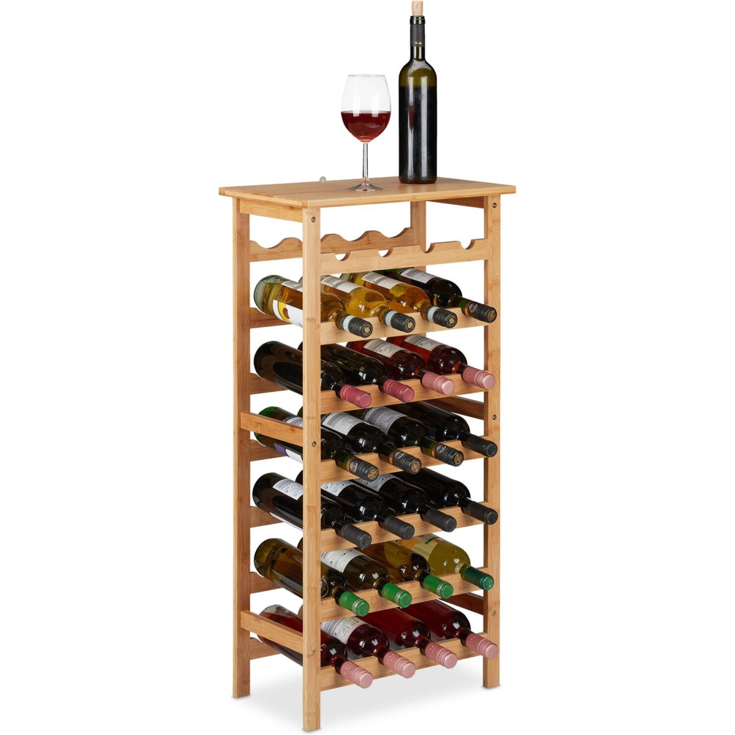 Ραφιέρα Κρασιών / Ποτών Relaxdays Wine Rack Βάση από Μπαμπού για 28 Μπουκάλια 94 x 47 x 29 cm - Natural (10032161)