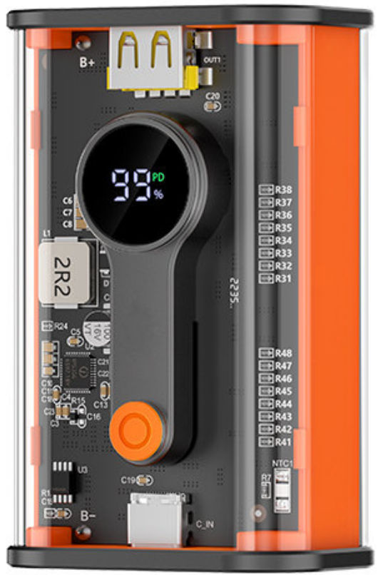 Recci RBP-P35 Mars Series - PowerBank με Ψηφιακή Οθόνη LED - Φορητή Μπαταρία Φόρτισης με 1 x USB-Α / 1 x Type-C - 10.000mAh - 22.5W - Black