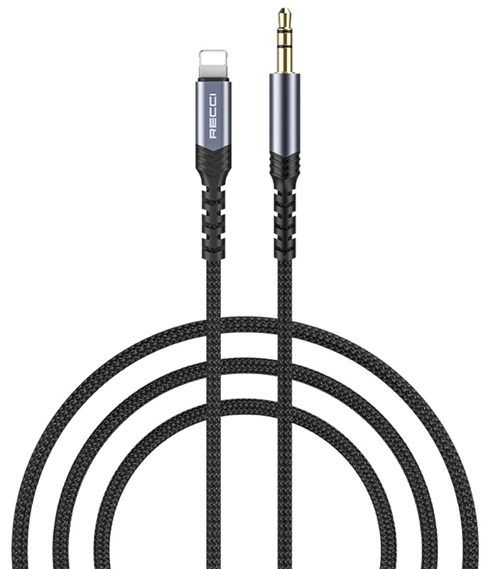 Recci RDS-A26 Audio Cable - Καλώδιο Ήχου Lightning (Male) σε AUX Mini Jack 3.5mm (Male) - 120cm - Black