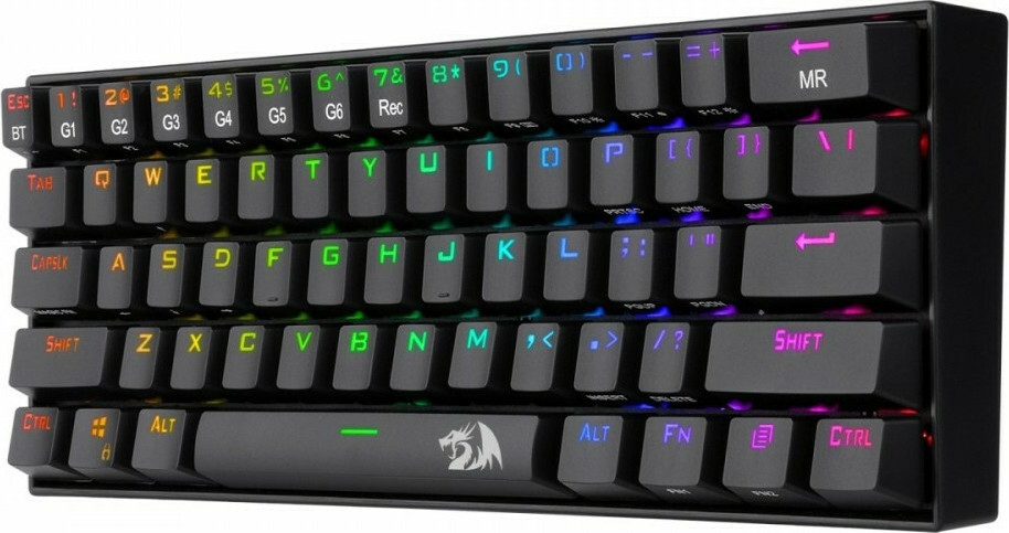 Redragon K530 RGB Dragonic Pro - Ασύρματο / Ενσύρματο RGB Gaming Μηχανικό Πληκτρολόγιο 60% με Custom Brown Διακόπτες - US - Black