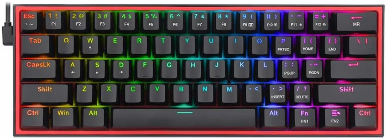 Redragon K617 FIZZ RGB Mechanical Gaming Keyboard - Ενσύρματο RGB Gaming Μηχανικό Πληκτρολόγιο με Custom Red Διακόπτες - US - Black