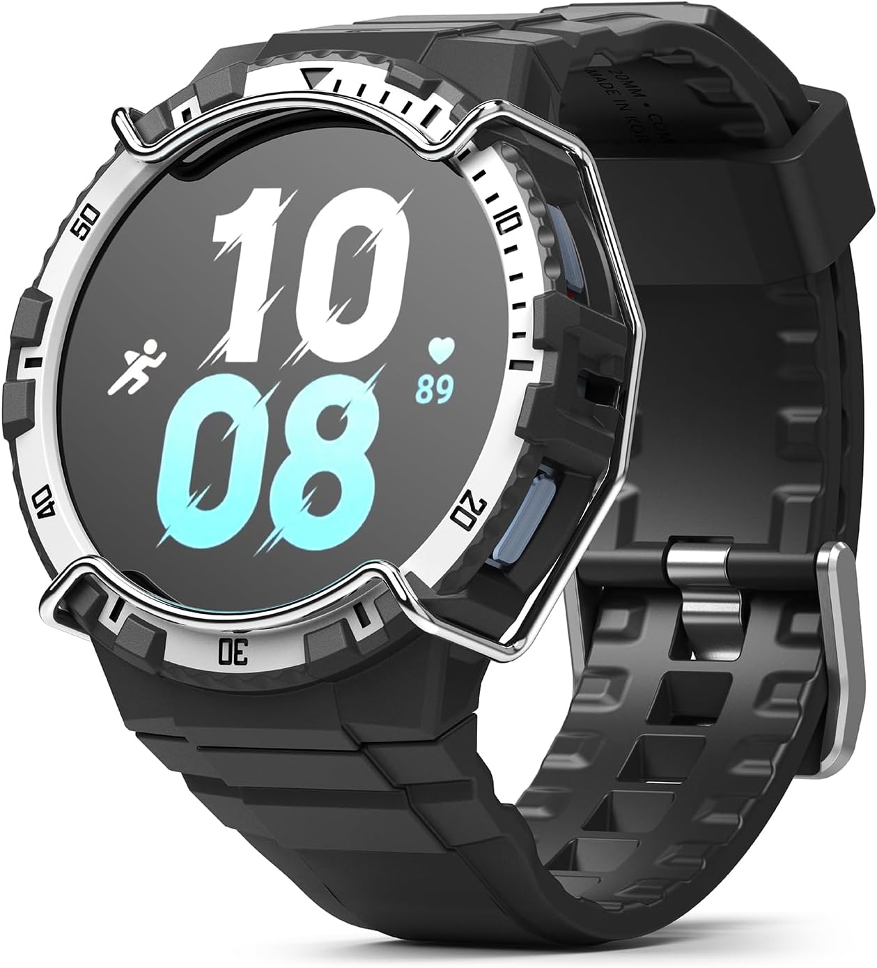 Ringke Fusion X Guard - Σετ Θήκη με Λουράκι / Σκληρή Στεφάνη Bezel & Προστατευτικό Σύρμα από Ανοξείδωτο Ατσάλι - Samsung Galaxy Watch 5 / 4 44mm - White