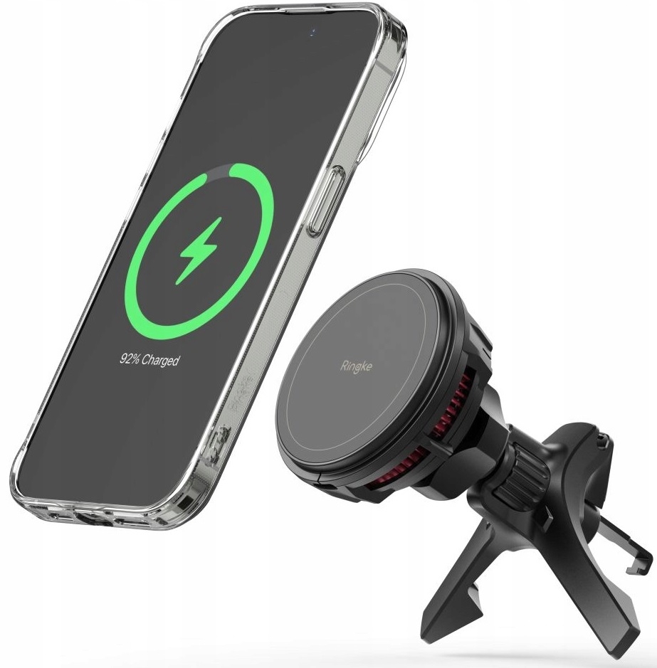 Ringke Peltier Magnetic Car Charger Mount - Μαγνητική Βάση Ασύρματης Φόρτισης MagSafe για Αεραγωγούς Αυτοκινήτου - 15W - Black