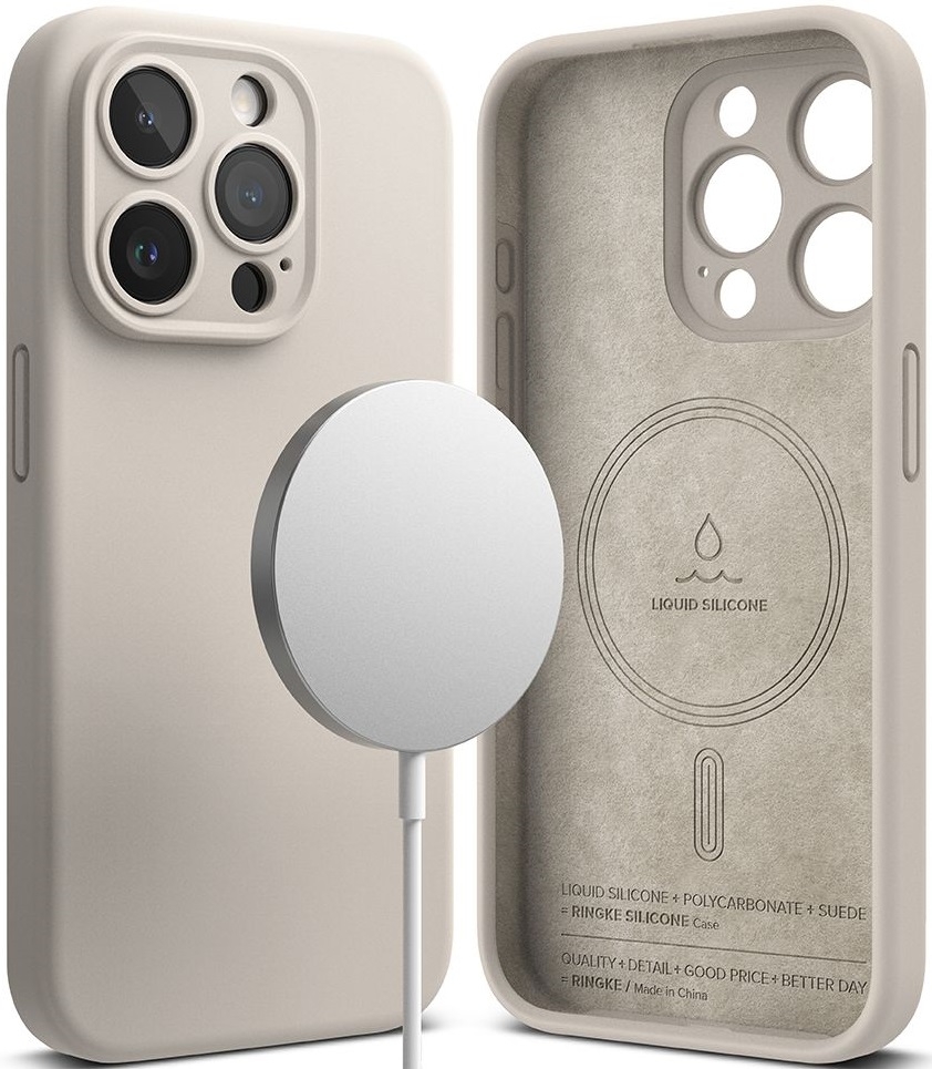 Ringke Silicone Magnetic - Ανθεκτική MagSafe Θήκη Σιλικόνης - Apple iPhone 15 Pro Max - Stone