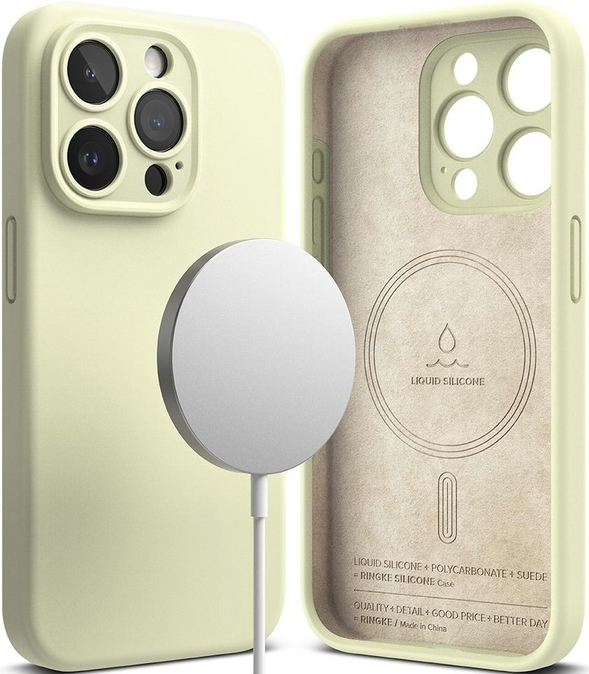 Ringke Silicone Magnetic - Ανθεκτική MagSafe Θήκη Σιλικόνης - Apple iPhone 15 Pro Max - Sunny Lime