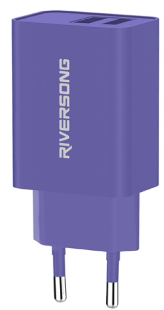 Riversong SafeKub D2 Dual - Φορτιστής Ταξιδιού / Αντάπτορας με 2 x USB - 2.4A - 12W - Purple