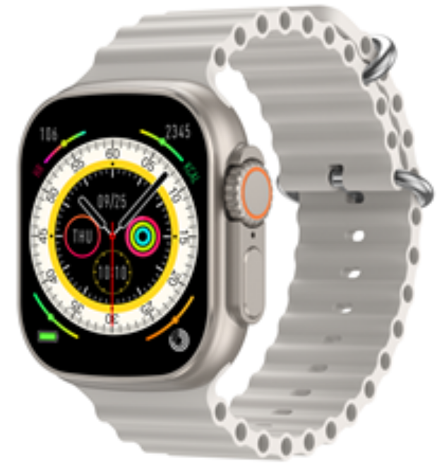 Riversong Smartwatch Motive 8 Ultra - Light Gray / Orange Strap