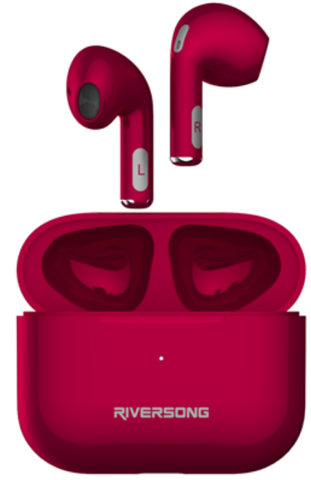 Riversong True Wireless Earbuds Air Mini Pro - Ασύρματα Ακουστικά Bluetooth Με Θήκη Φόρτισης - Red Magenta