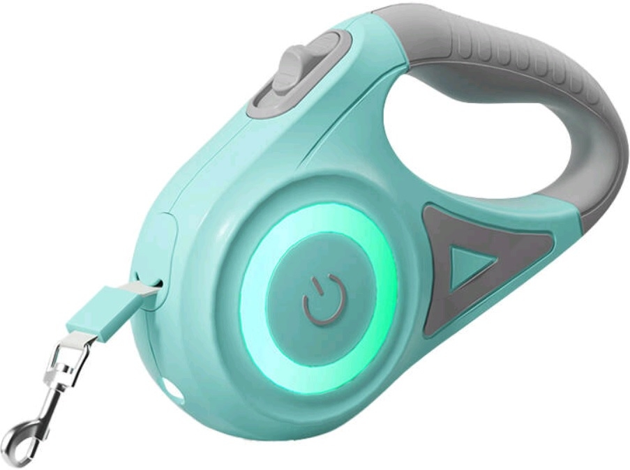 Rojeco Tough Light Retratractable Dog Leash - Αυτόματο Πτυσσόμενο Λουρί / Οδηγός Σκύλου με Φωτισμό RGB & Φακό LED - 5m - Green
