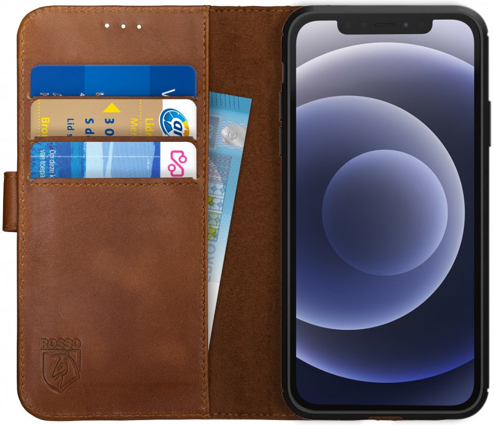 Rosso Deluxe Δερμάτινη Θήκη Πορτοφόλι Apple iPhone 12 / 12 Pro - Brown