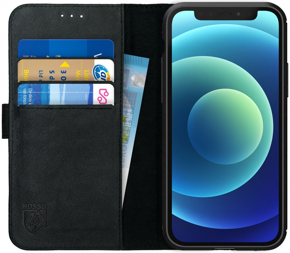 Rosso Deluxe Δερμάτινη Θήκη Πορτοφόλι Apple iPhone 12 mini - Black