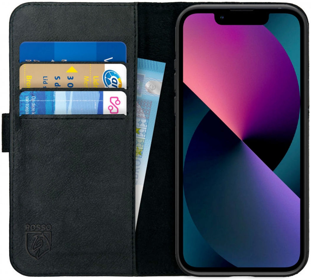 Rosso Deluxe Δερμάτινη Θήκη Πορτοφόλι Apple iPhone 13 mini - Black