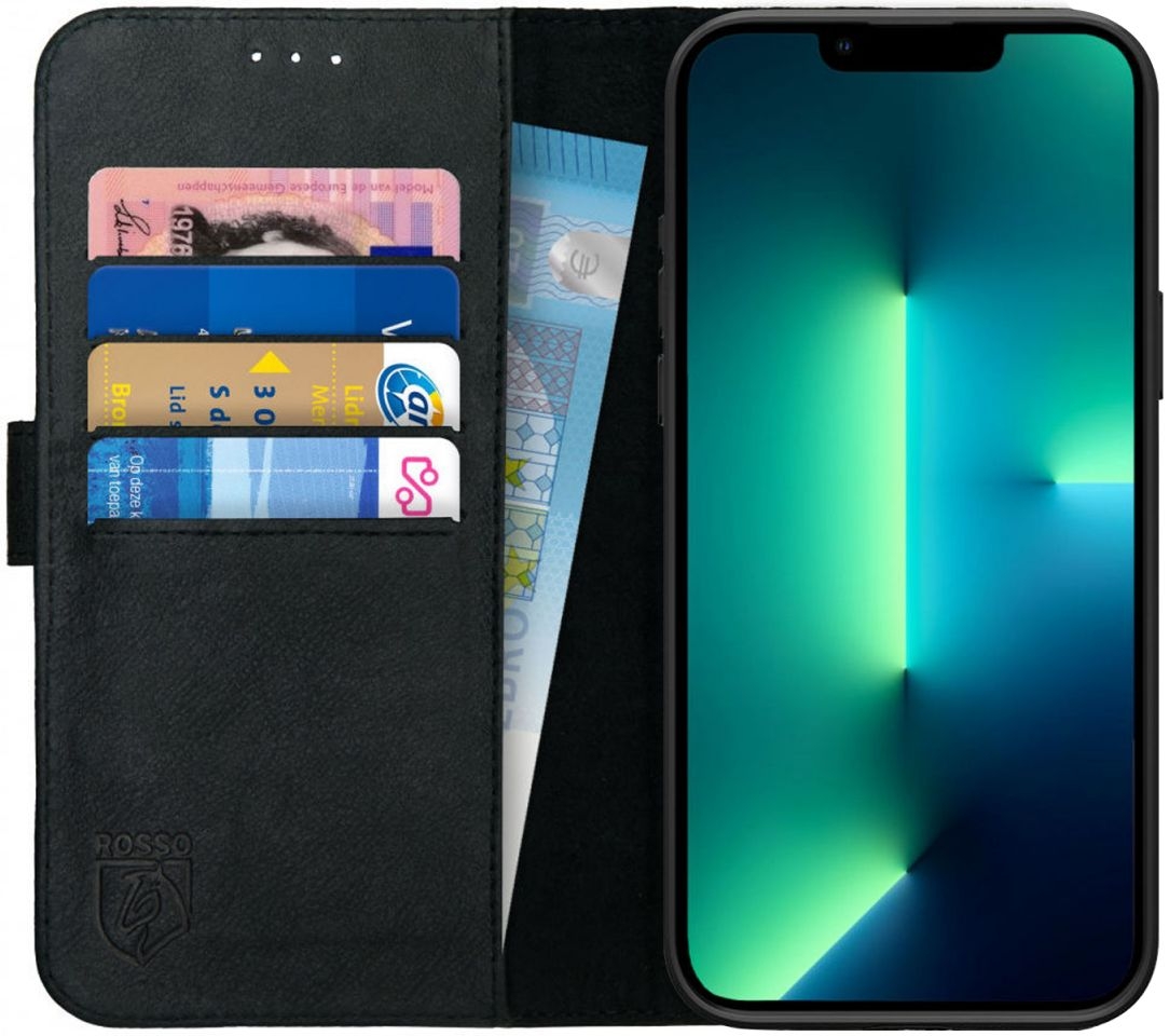 Rosso Deluxe Δερμάτινη Θήκη Πορτοφόλι Apple iPhone 13 Pro Max - Black