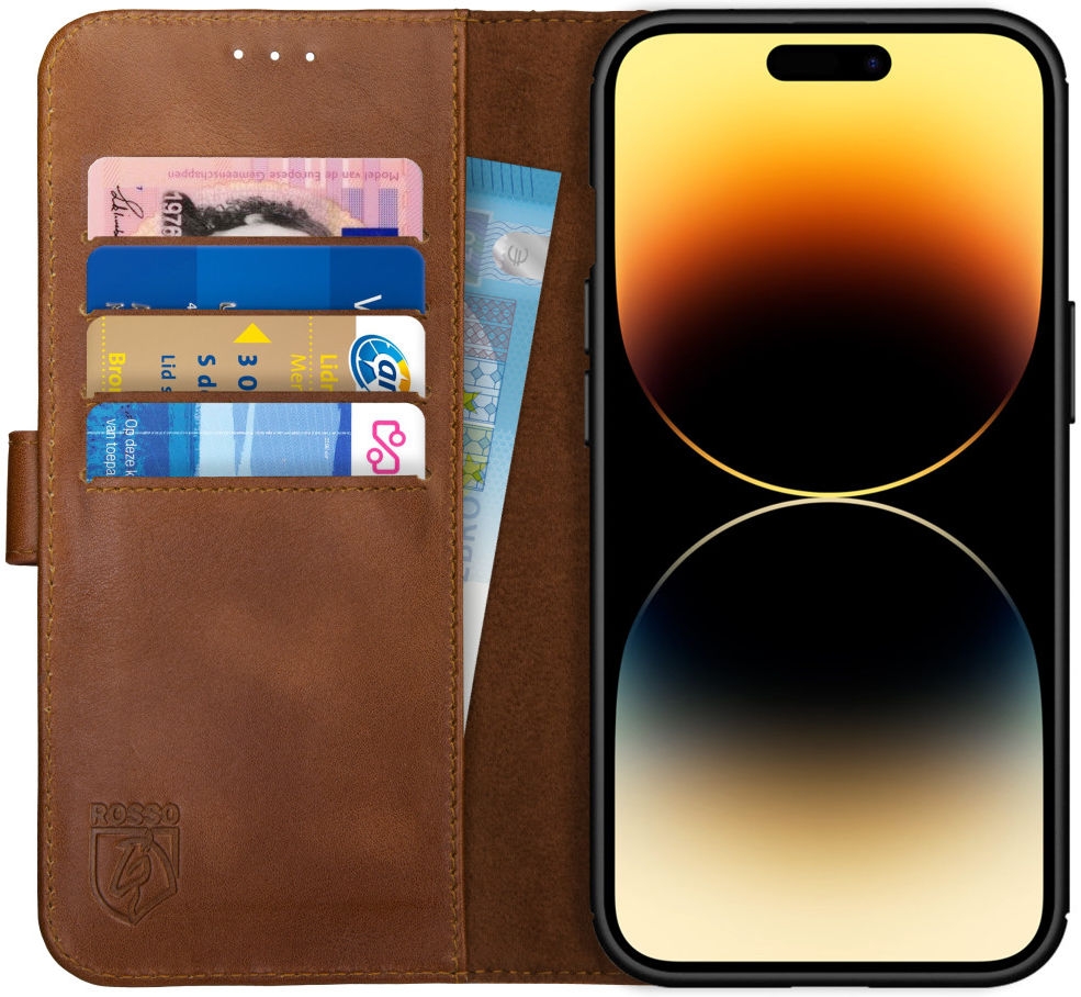 Rosso Deluxe Δερμάτινη Θήκη Πορτοφόλι Apple iPhone 14 Pro Max - Brown