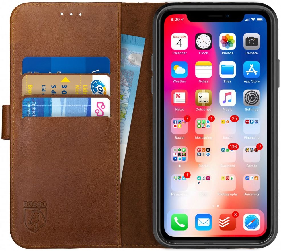 Rosso Deluxe Δερμάτινη Θήκη Πορτοφόλι Apple iPhone XR - Brown