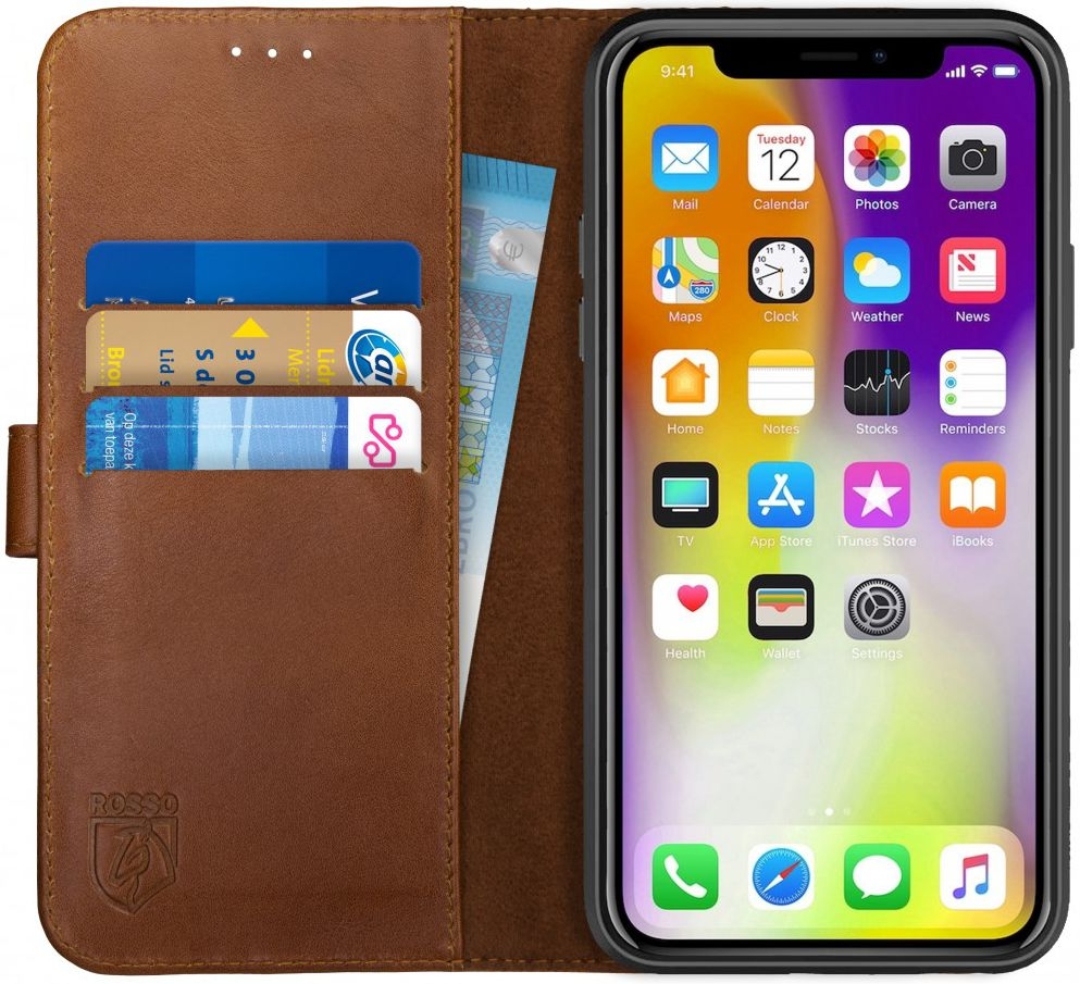 Rosso Deluxe Δερμάτινη Θήκη Πορτοφόλι Apple iPhone XS Max - Brown